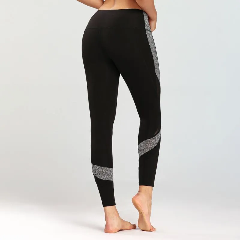 Yoga Tight-Fitting Elasticity Slim-Fit Sports Mid-Waist Fitness Patchwork Sports Leggings