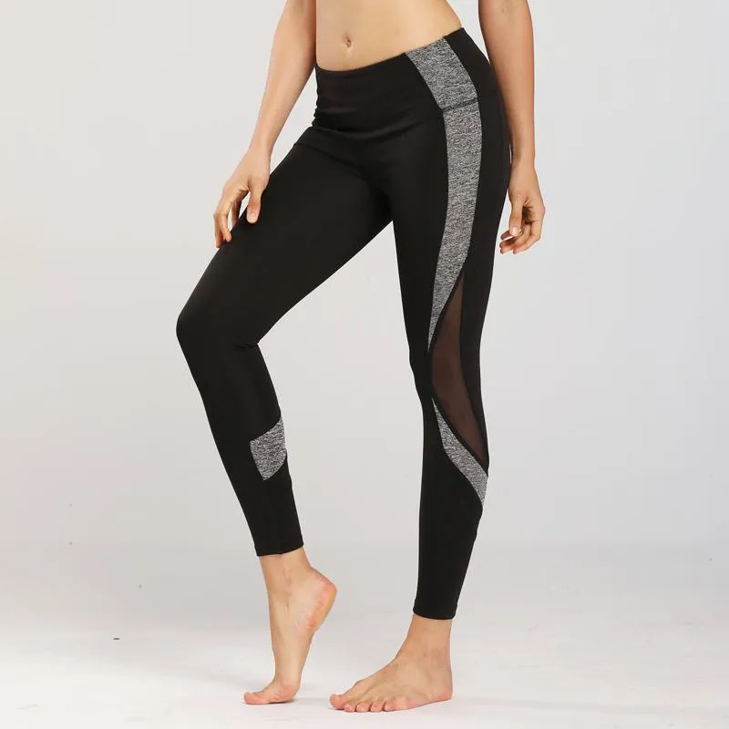 Yoga Tight-Fitting Elasticity Slim-Fit Sports Mid-Waist Fitness Patchwork Sports Leggings