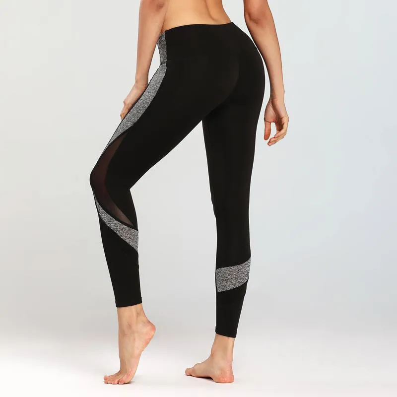 Yoga Tight-Fitting Elasticity Slim-Fit Sports Mid-Waist Fitness Patchwork Sports Leggings