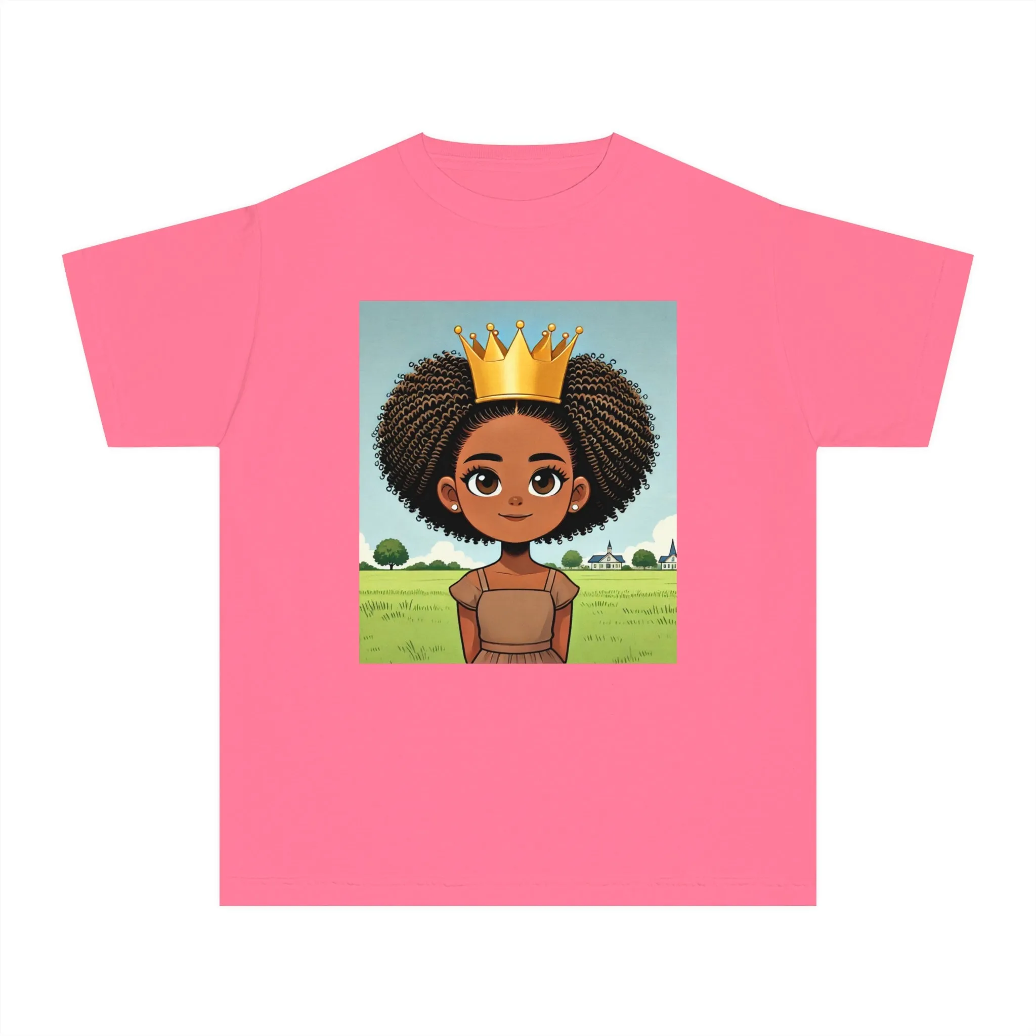 Youth - Young Princess Midweight T-Shirt (African American / Black Girl)