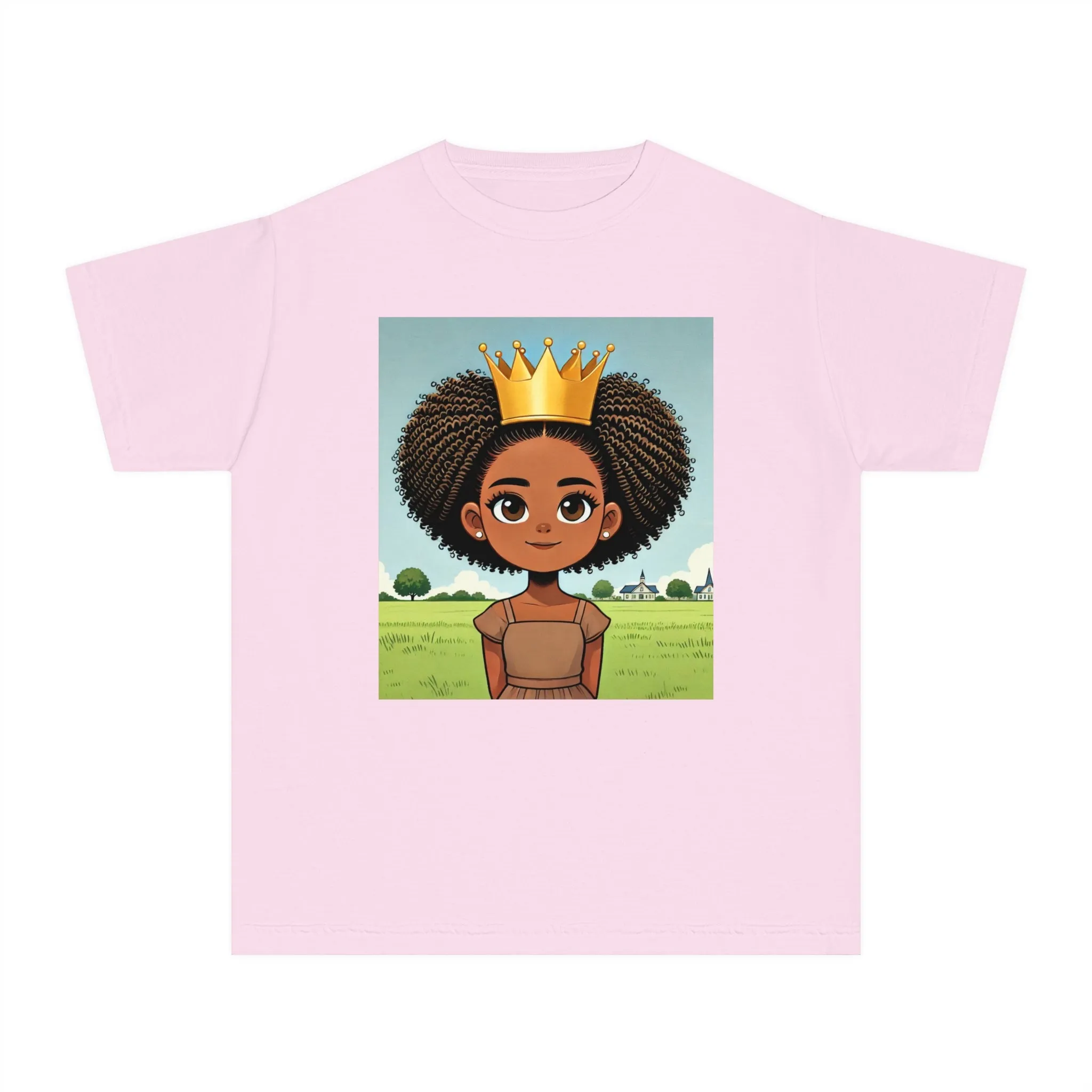 Youth - Young Princess Midweight T-Shirt (African American / Black Girl)