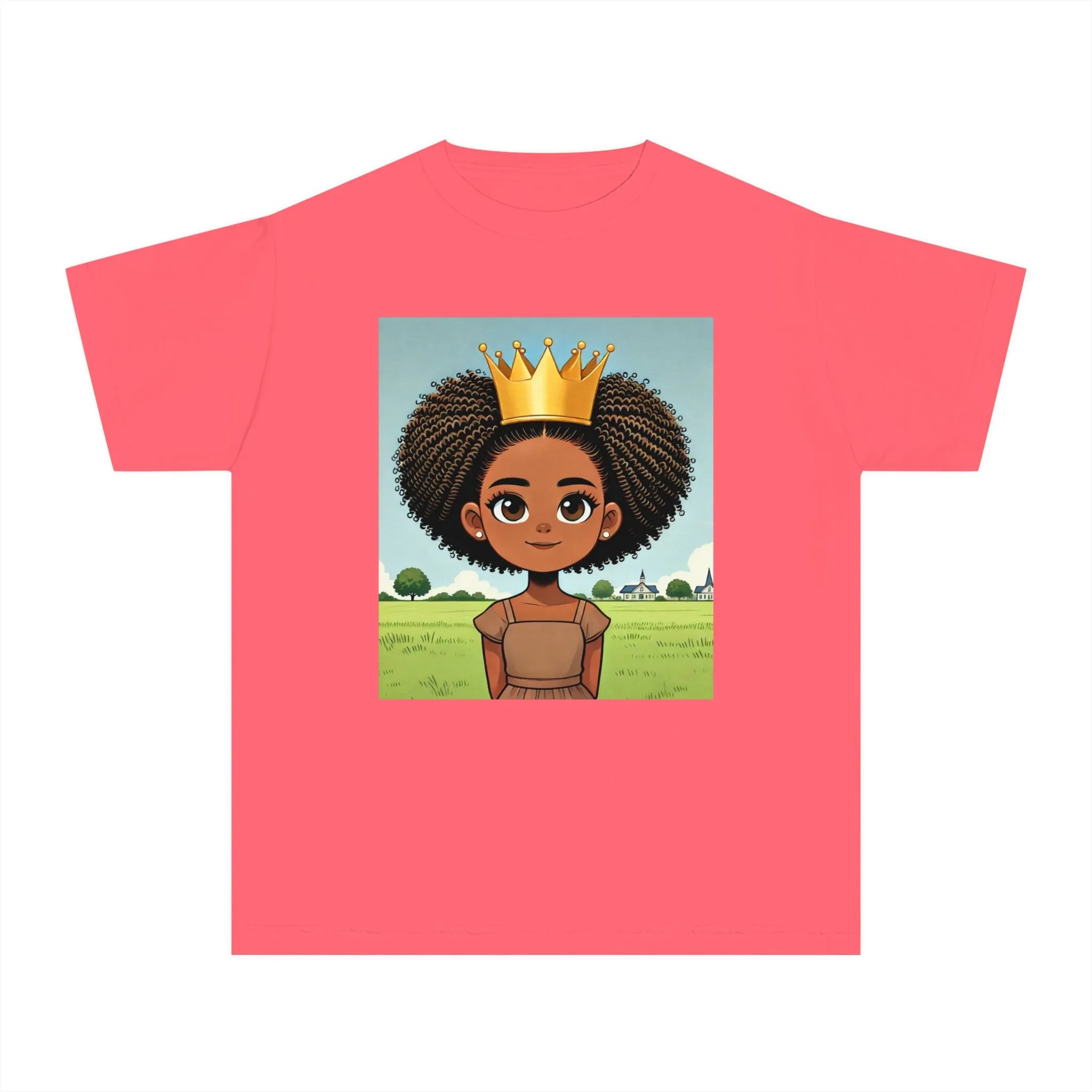 Youth - Young Princess Midweight T-Shirt (African American / Black Girl)