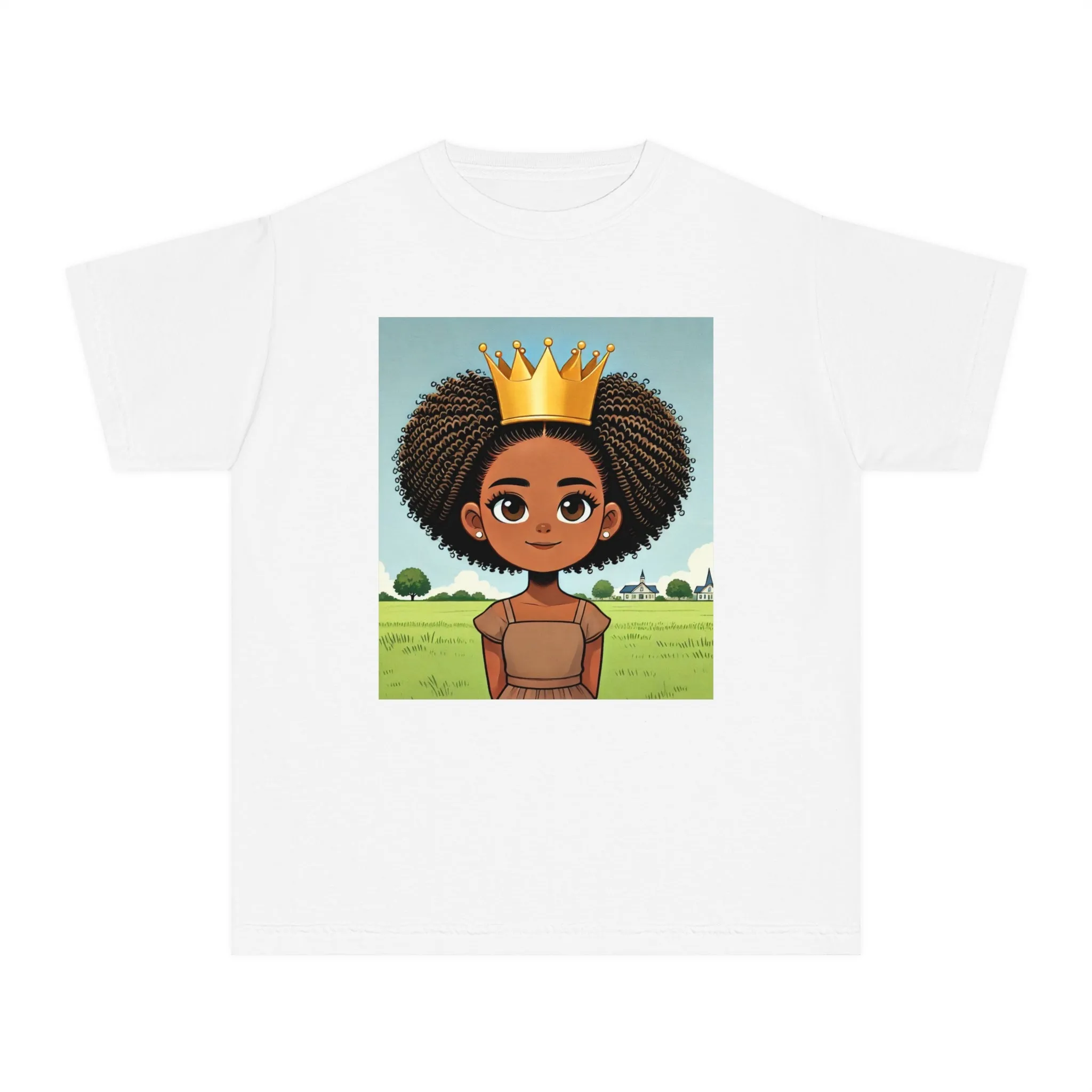 Youth - Young Princess Midweight T-Shirt (African American / Black Girl)