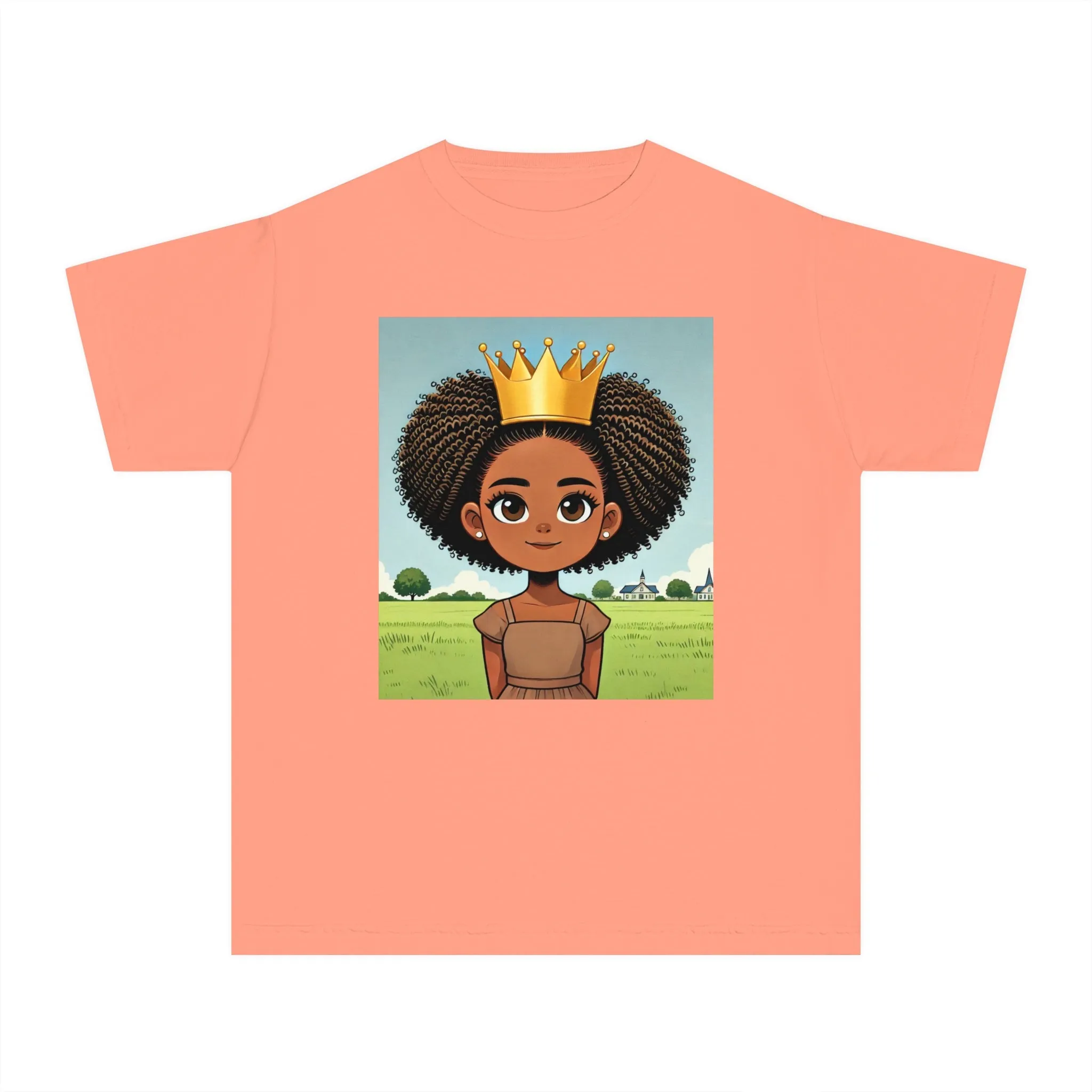 Youth - Young Princess Midweight T-Shirt (African American / Black Girl)