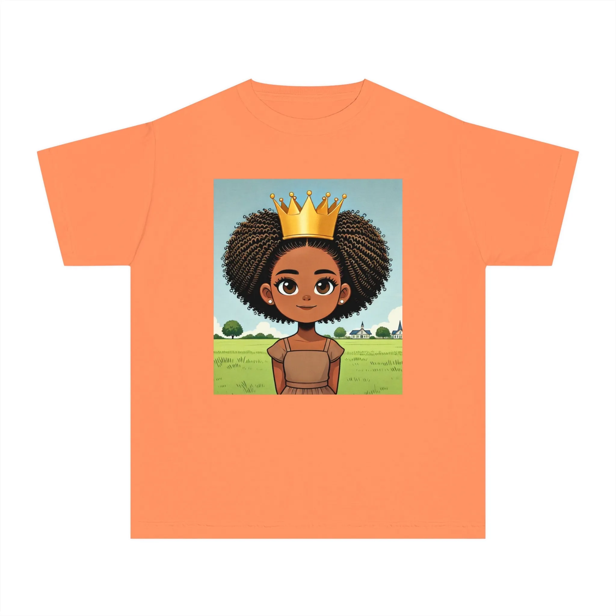 Youth - Young Princess Midweight T-Shirt (African American / Black Girl)